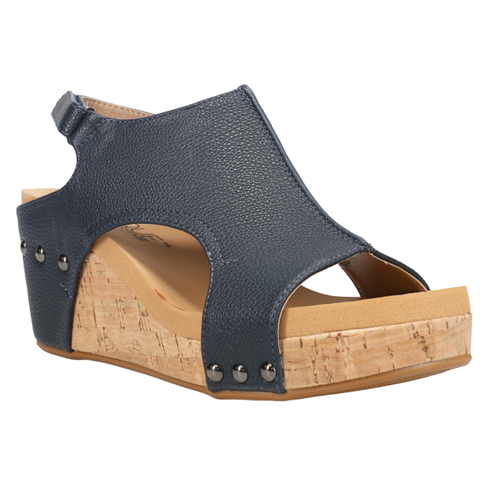 Corkys Footwear Womens Carley Wedge (Navy Free Shop